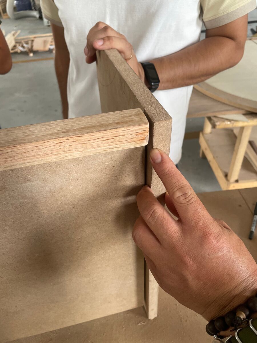 Quick MDF mock-up used to test the door and leg clearance